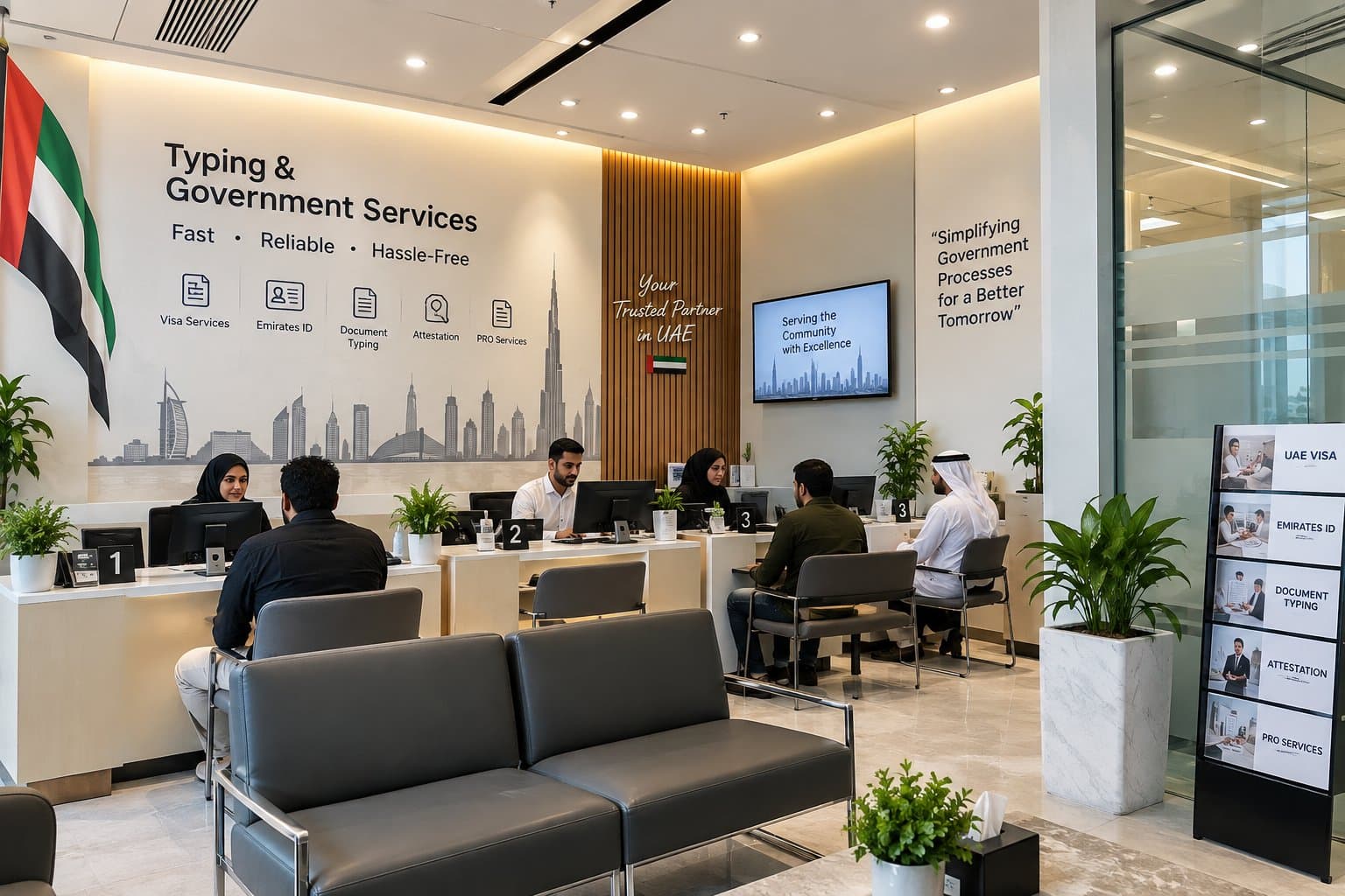 Typing and government services center in the UAE